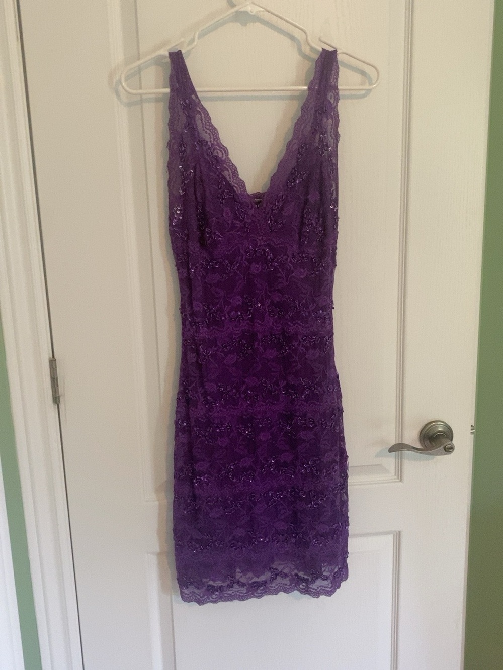 le chateau Purple Lace V-Neck Midi Dress